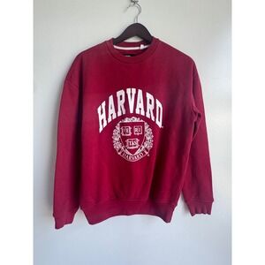 Sinsay Harvard University Sweatshirt Mens XS Burgundy Red Collegiate Crewneck